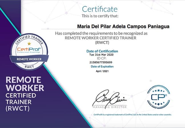 Constancia: Remote Worker Certified Trainer (RWCT)