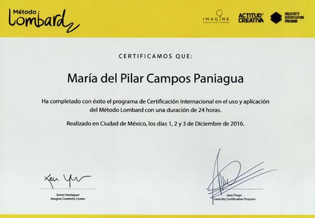 Constancia: Certificación Internacional del Método Lombard